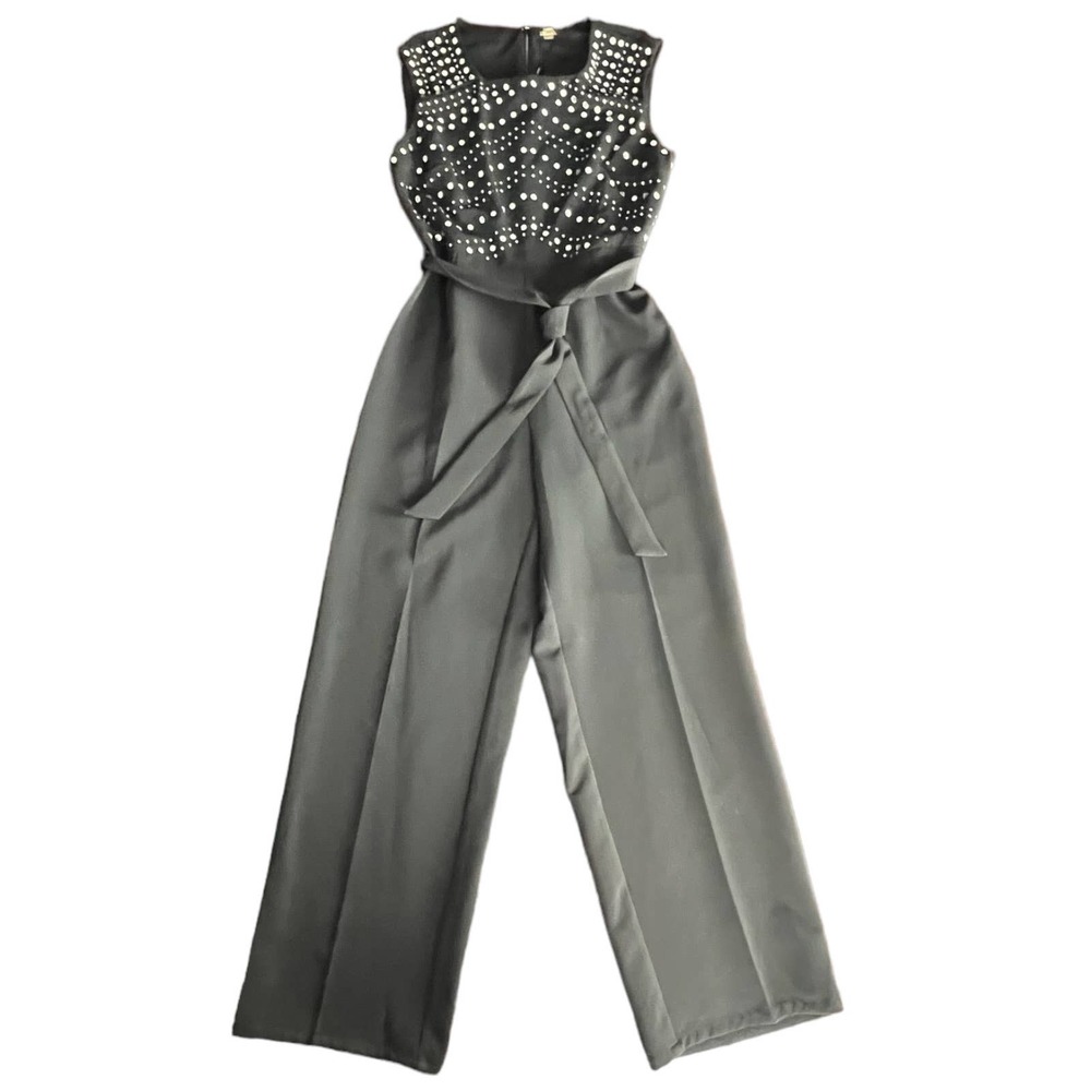 NWT TAHARI RHINESTONE EMBELLISHED BLACK JUMPSUIT - Picture 2 of 9